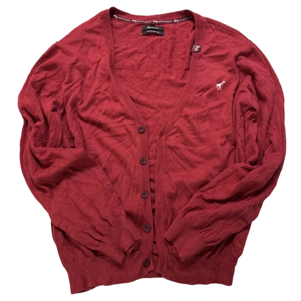 LRG men's red and white embroidered button-up cardigan, XXL. - Picture 2 of 5